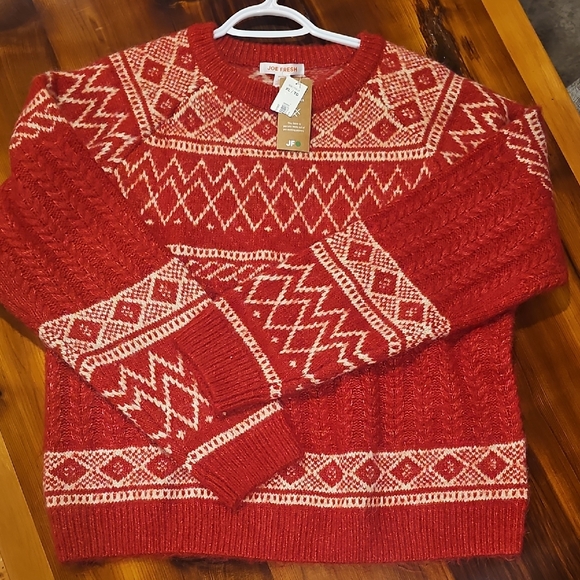 Joe Fresh Sweaters - Scandinavian Style Red and Cream Knit Sweater